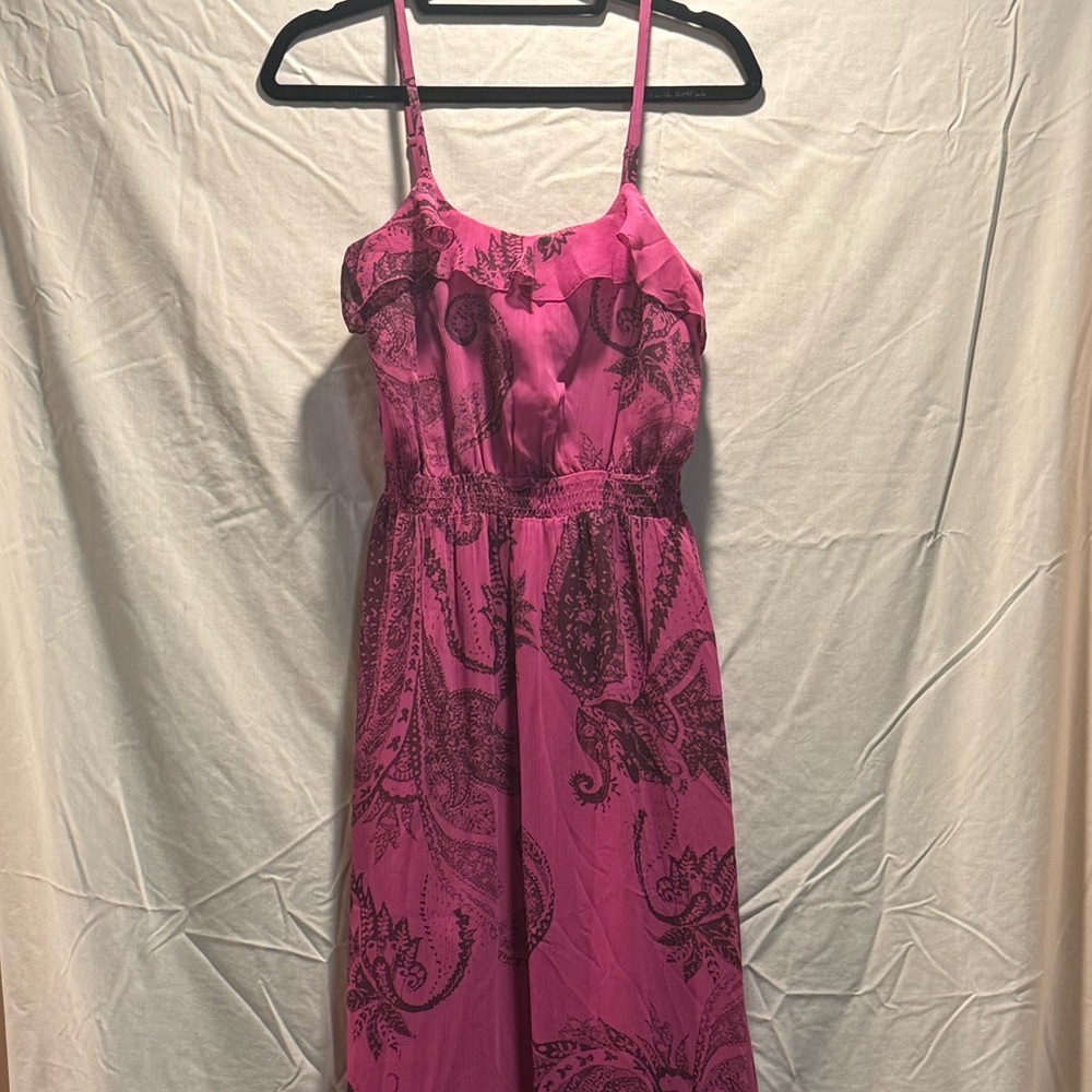 Express Fuchsia Paisley Maxi Flow Dress
